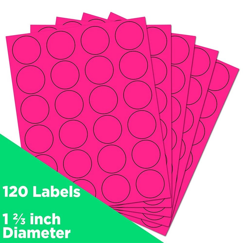 JAM PAPER Circle Label Sticker Seals - 1 2/3 Inch Diameter - Neon Pink - 120 Round Labels/Pack - Image 2